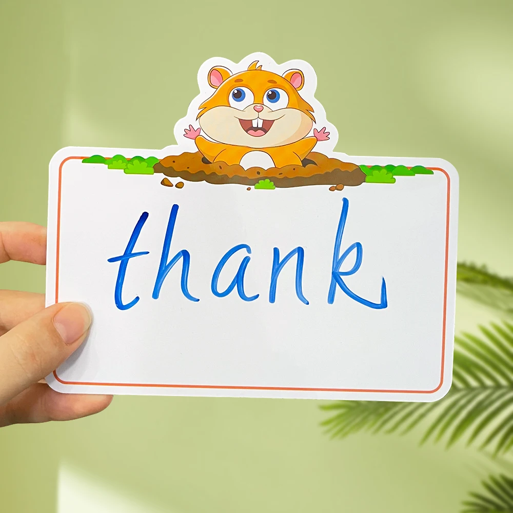 Children Hamster Written Blank Card Rewrittable Board Kids Words Card Learning Toy Teaching Aids Game Interaction Card