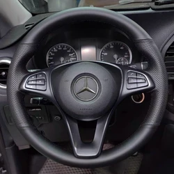 Custom Steering Wheel Braid Cover Genuine Leather 100% Fit For Mercedes Benz C200L E63 E300 E320 GLK GLC260 GLA Car Accessories
