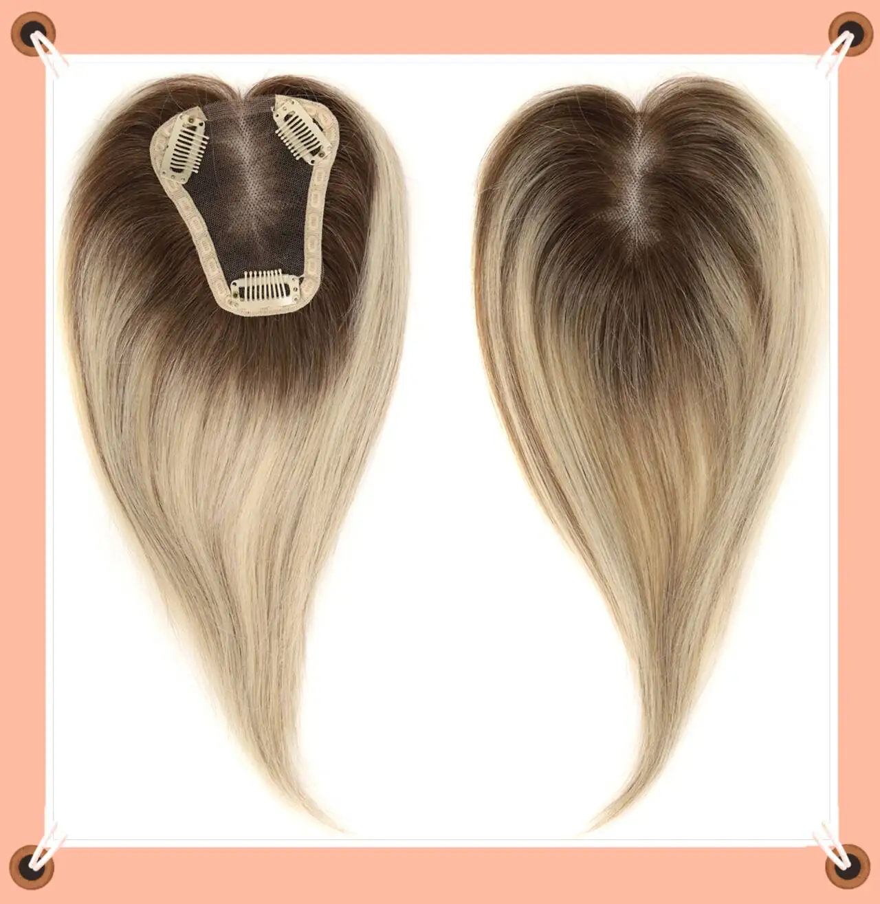 TUWC03 Topper Rambut Alami untuk Wanita 100% Rambut Asli Remy Basis Sutra 3 Klip-In Swiss Lace Breathable Hair Piece Topper Rambut Asli