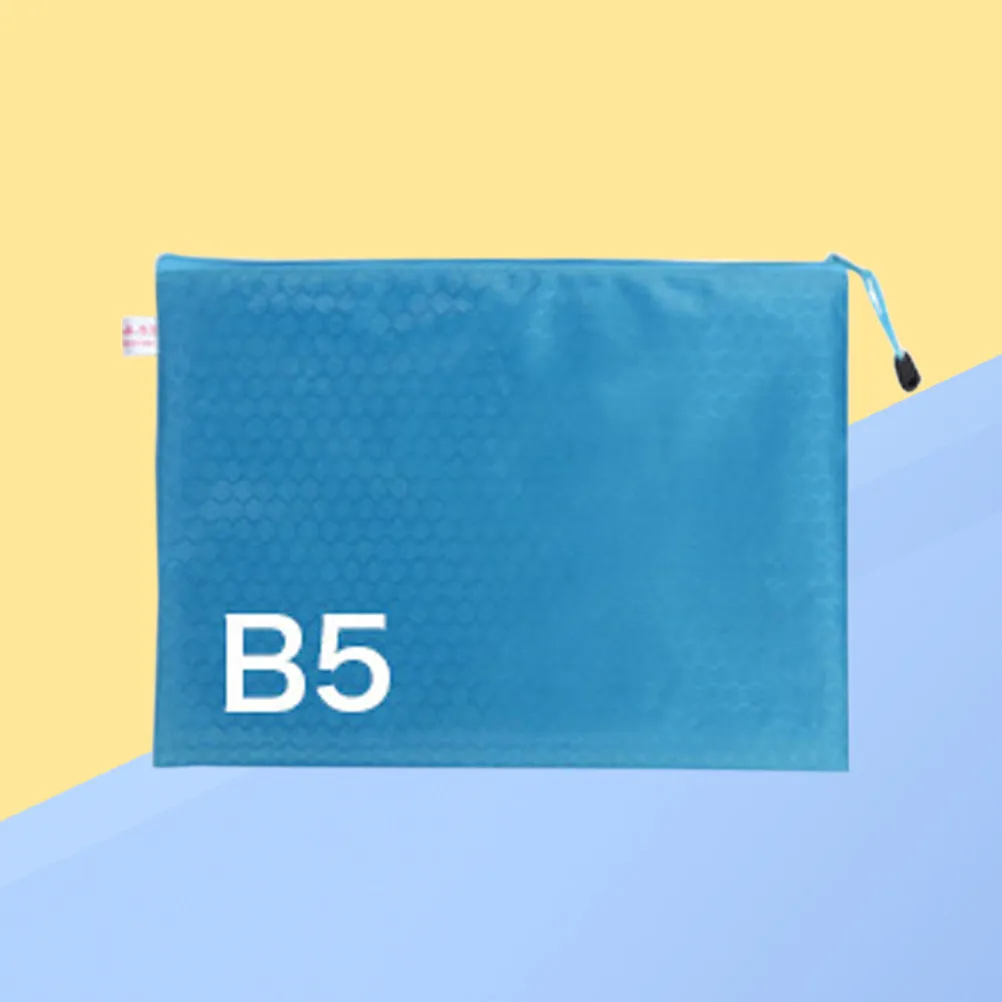 

B5 Zippered PVC Football Pattern Waterproof File Folder Portable Document Bags Stationery Organizer Office Travel Tools Sky-Blue