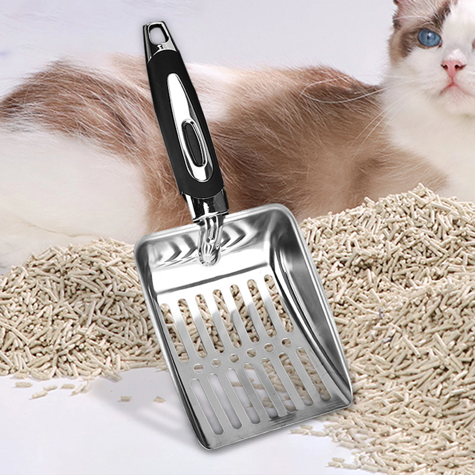 Cat Litter Boxes Scooper Stainless Steel Fast Sifting Indoor Sand Sifting Pet Cleaning Tool Cat Litter Sifter Shovel for Bunny