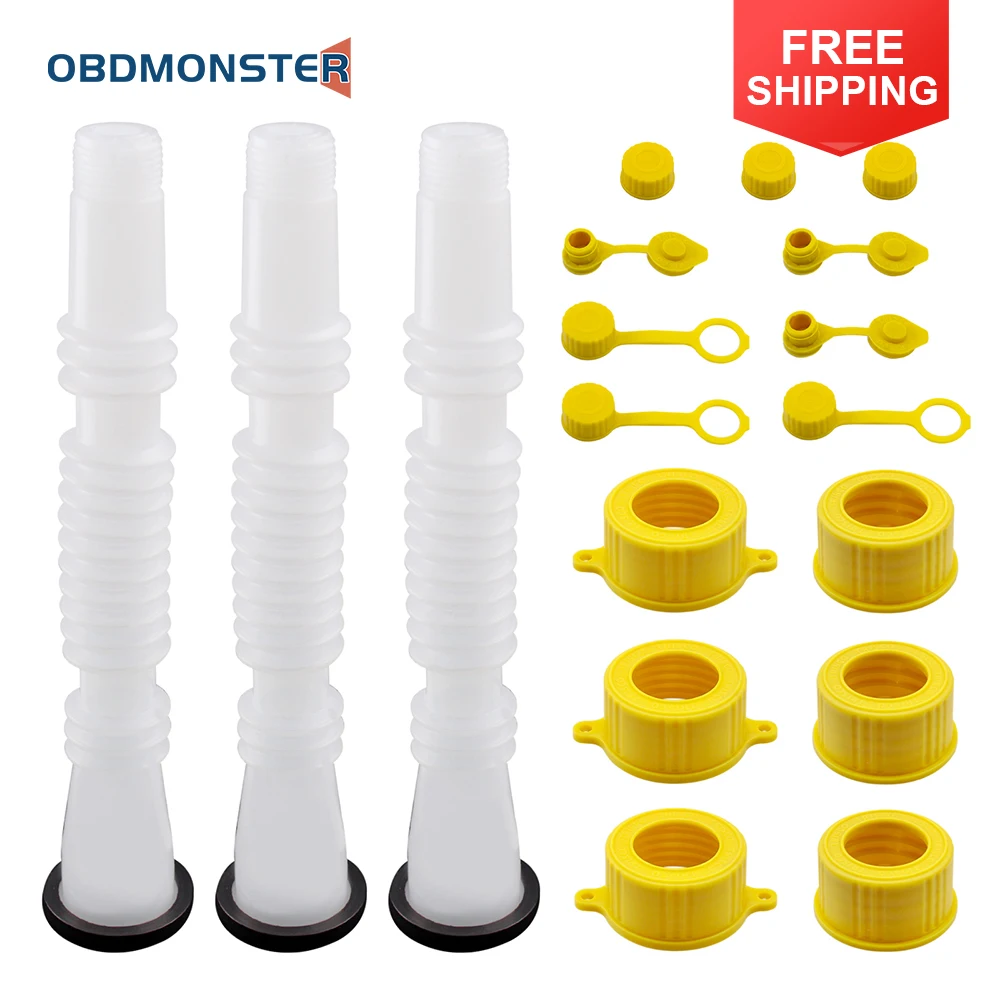 

3 Set Gas Can Spout Replacement Nozzle Old Style Cap Replacement Kit Accessories for Blitz, Midwest, Scepte, Stancan,Kolpin