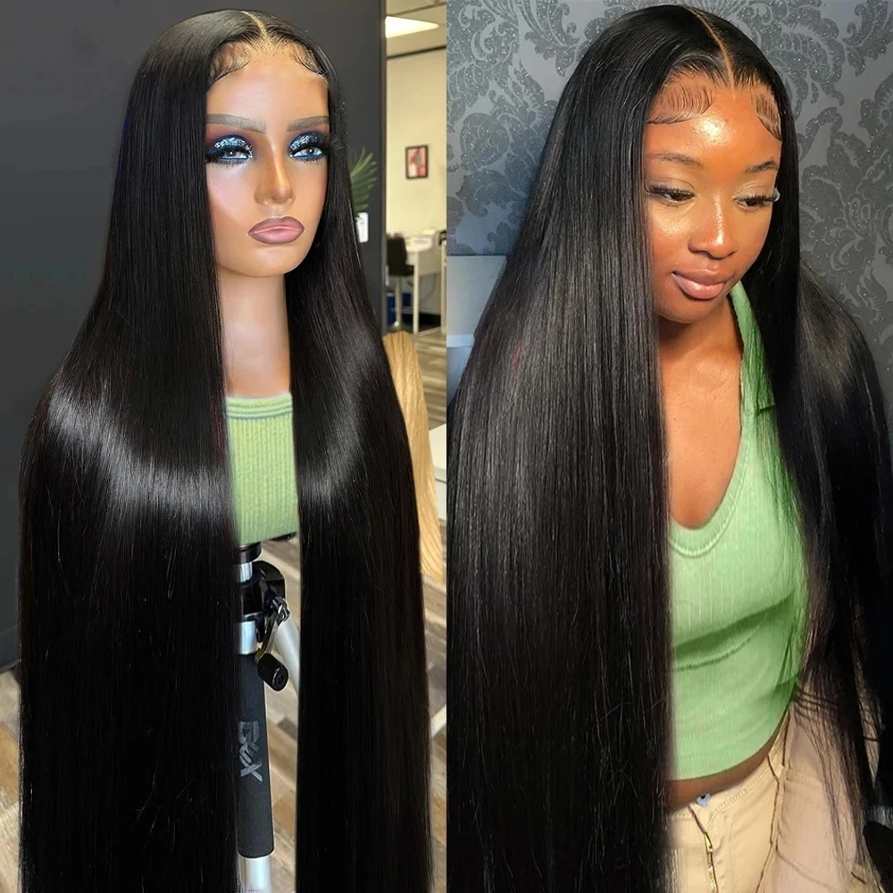 Bone Straight 360 Lace Front Human Hair Wigs 38 Inch Brazilian 13X4 13x6 Transparent Lace Frontal Wig For Women 5X5 Glueless Wig