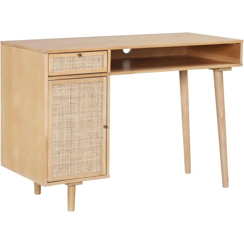 

Jacklyn Modern Home Office Writing Desk, OneSize, Natural Brown