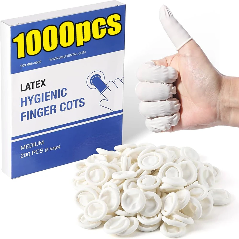 1000pcs White Disposable Finger Cots Gloves Dust-proof Anti Slip Multi-purpose Durable Finger Cots Fingertip Cleaning Tools