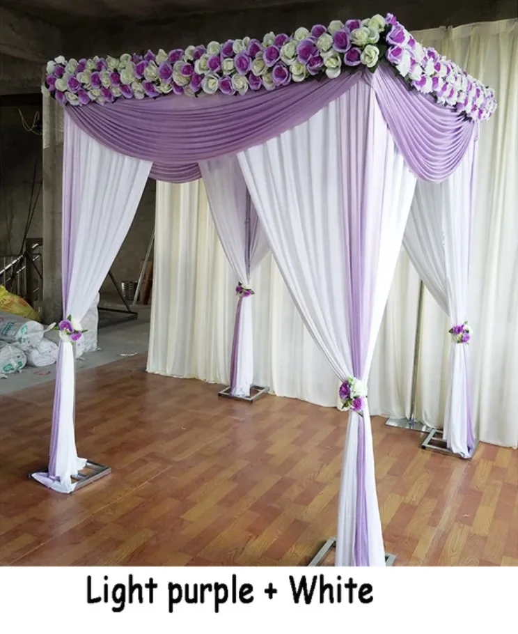 3x3x3M Double Layer Wedding Canopy Chuppah Curtain Wedding Backdrop Square Canopy Party Stage Centerpieces NO Flowers