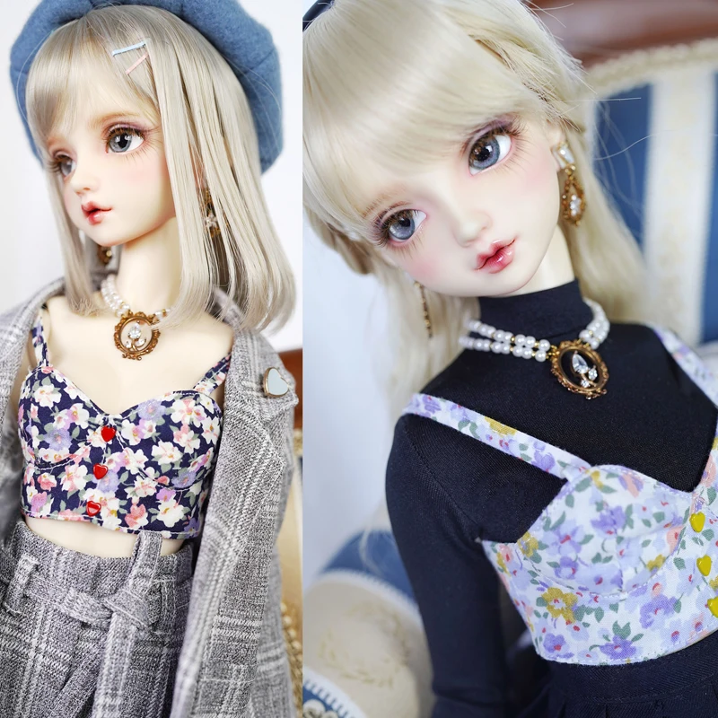 

D04-A381 children handmade toy 1/3 SDGr Big girl Doll BJD/SD GSC doll summer flower sexy buckle strap tube top vest 1pcs