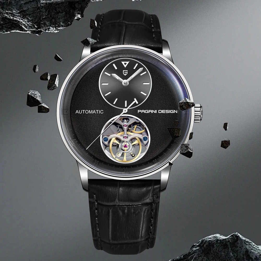 

PAGANI DESIGN men's luxury automatic mechanical watch leather waterproof AR Sapphire crystal men's stainless steel sports watch