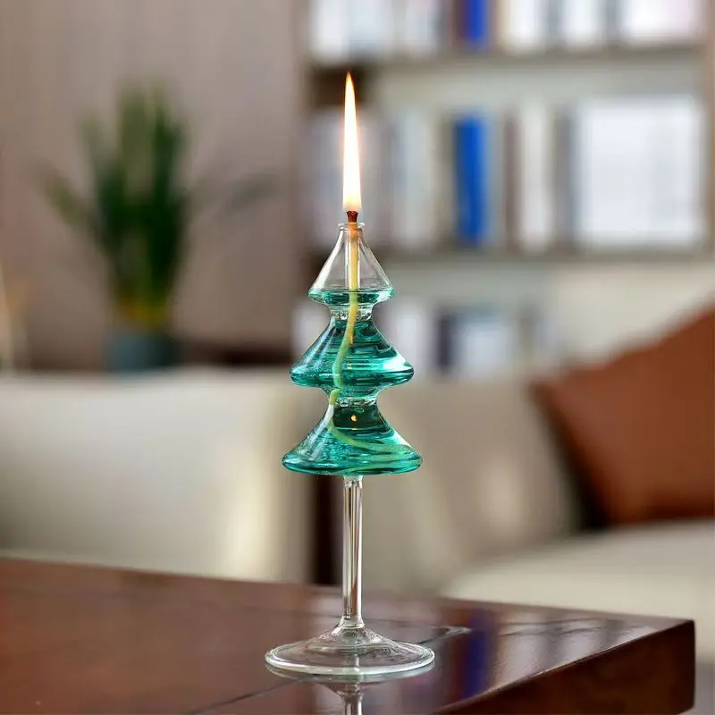 

Christmas Tree Glass Candle Holder Nordic Modern Tabletop Decor for Holiday Flameless UnscentedRomantic Home Desk for Soy Wax