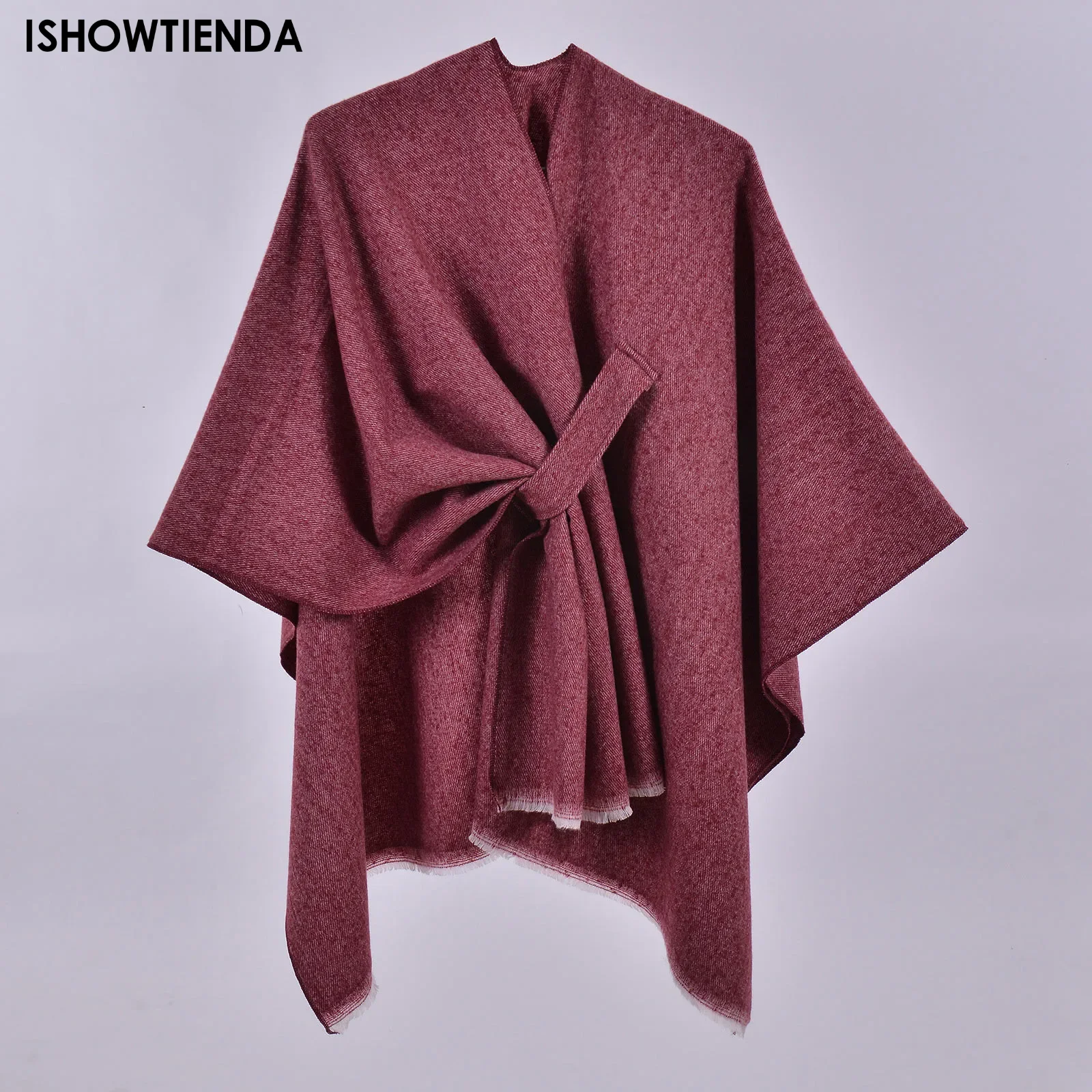 Autumn And Winter Warm Wraps Cape Knitted Cape Korean Version Of The New Fashion Wraps Network Red Buckle Scarf Wraps Classic