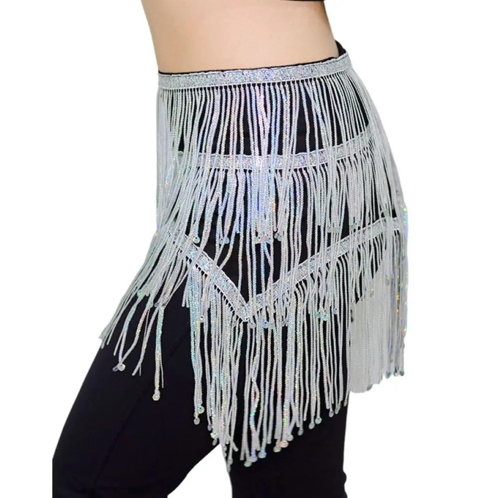Mode gland danse du ventre hanche écharpe paillettes Crochet femmes ceinture jupe bohème taille chaîne spectacle Costumes