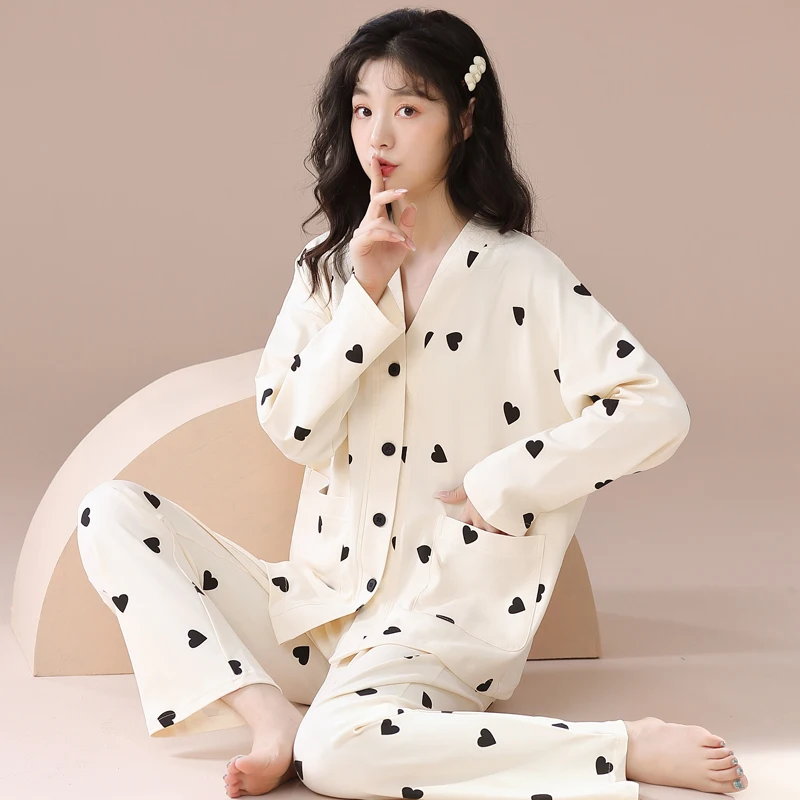 Spring Women's Japan Kimono Pajamas Set Cotton Soft Pyjamas Sleepwear Loose Homewear Fashion Pyjamas Suit pyjama Femme coton