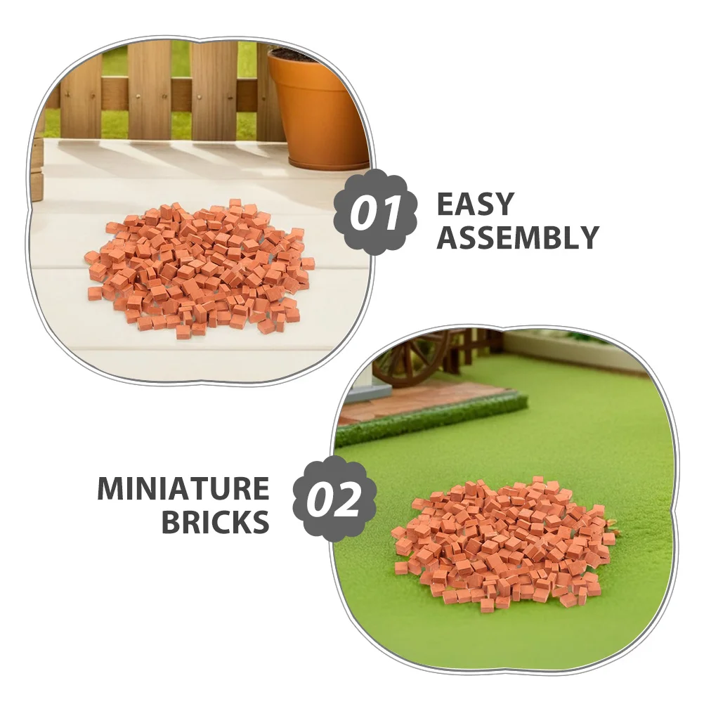 210 Stuks Mini Kunstmatige Klei Bakstenen 1:16 Schaal Realistische Miniatuur Muur Baksteen DIY Building Set voor Home Decor Zand Tafel Diorama