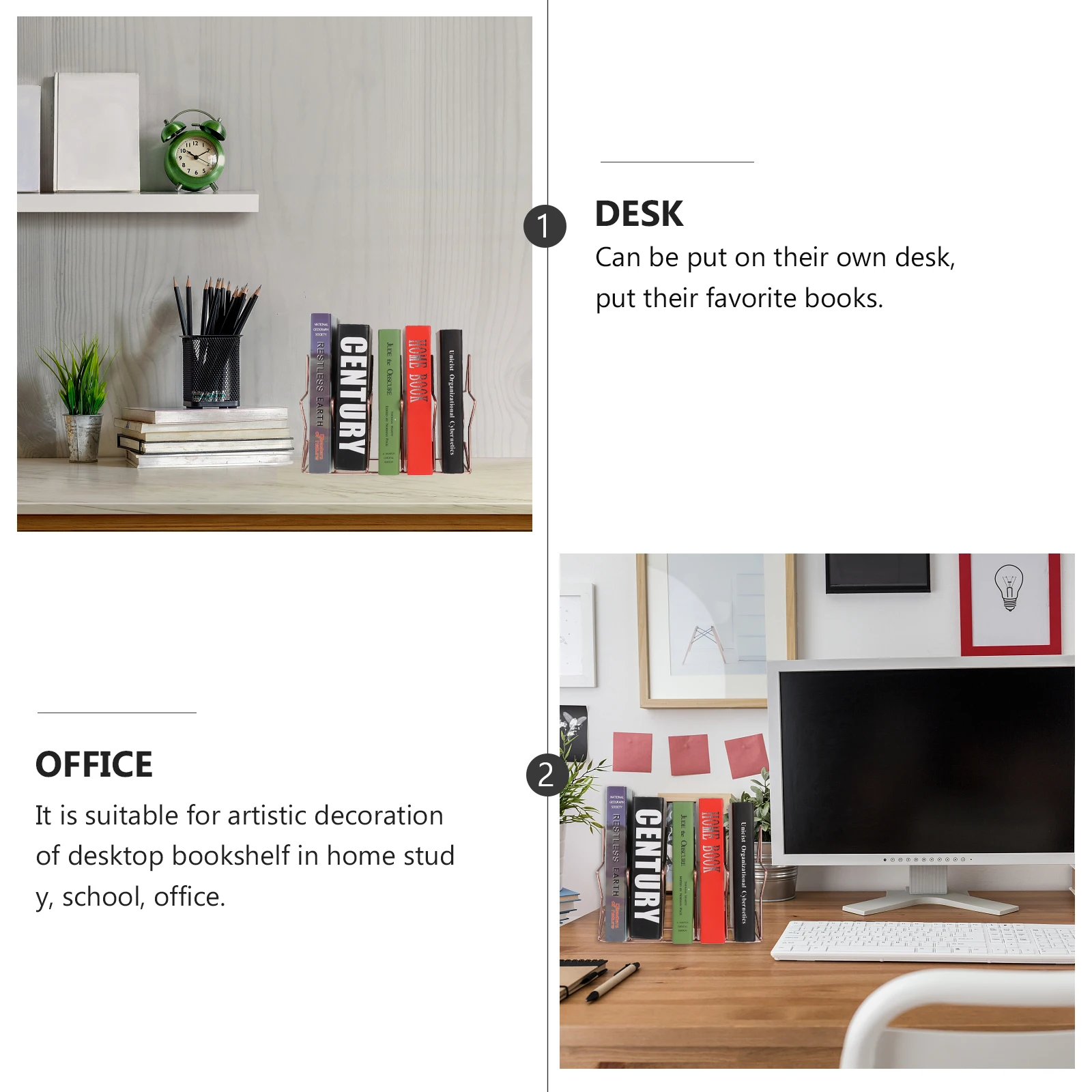 

Metal Five-pointed Star Ornament Desktop Book Holding Rack Triangle Golden Organizer Office
