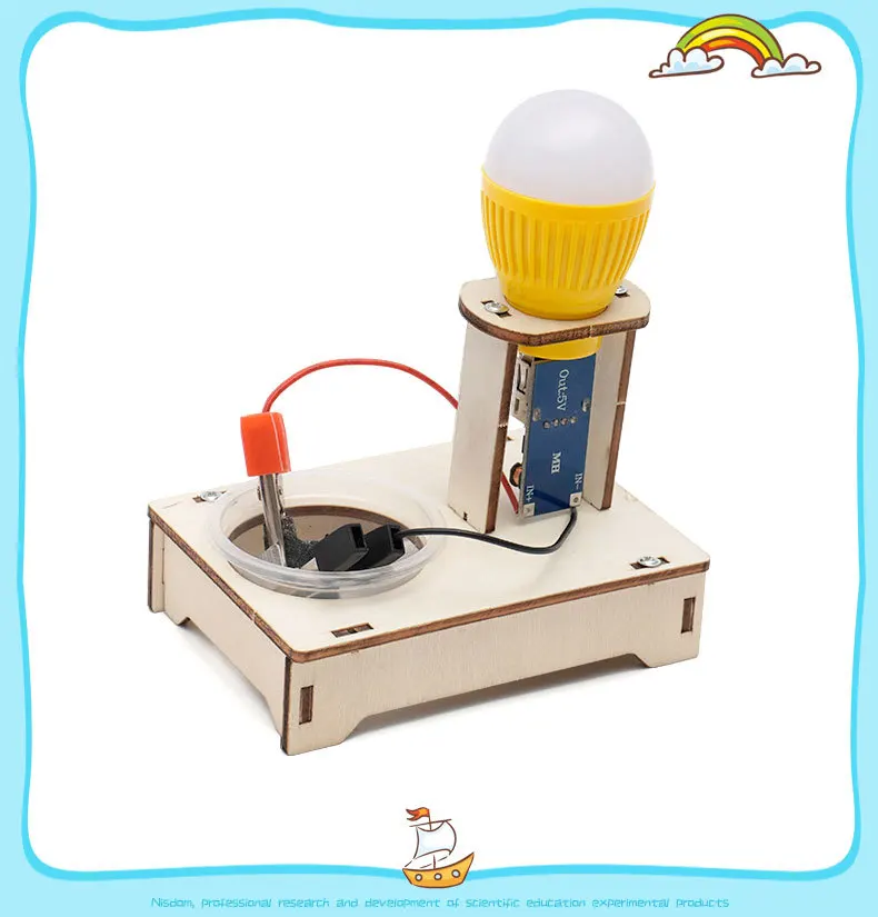 DIY Salt Water Power Generator Model STEM Kits Technologia Science Experimental Tool Learning Educational Wooden Puzzle Games