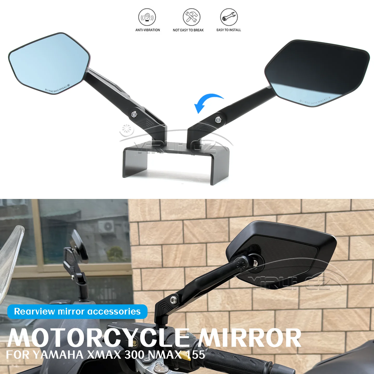 

Motorcycle rearview mirror Rearview Side Mirror Foldable mirror rod FOR YAMAHA XMAX 300 NMAX 155 XMAX 300 NMAX 155 155 XMAX 300