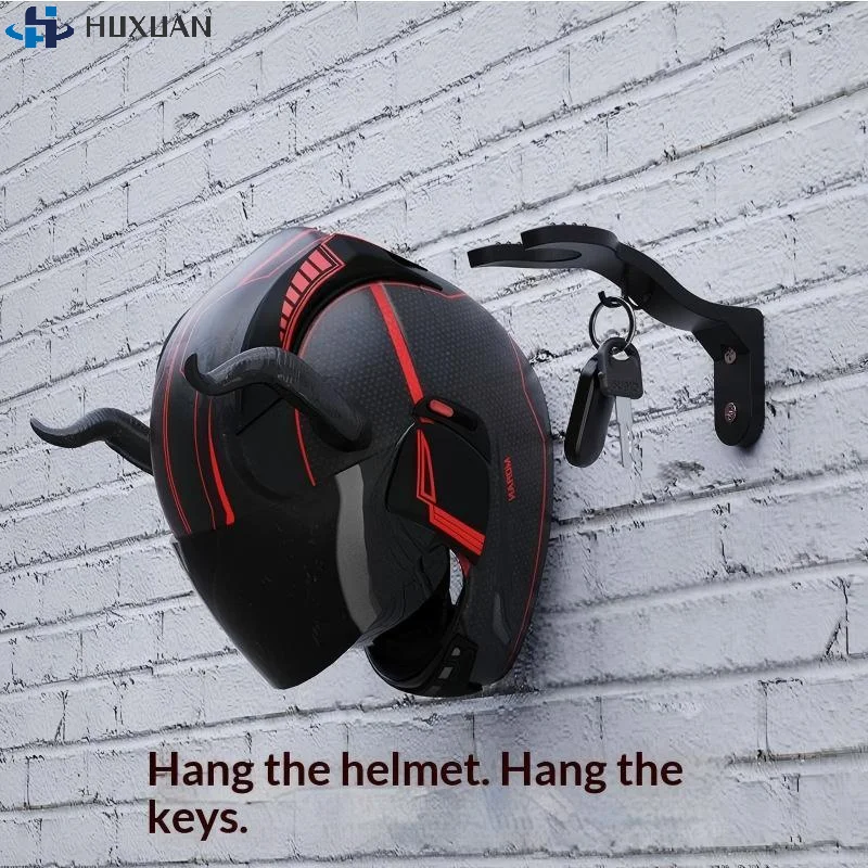 ABS Wall Mount Helmet Rack Sturdy Construction With Key Hook Perfect For Motorcycle Garage Storage