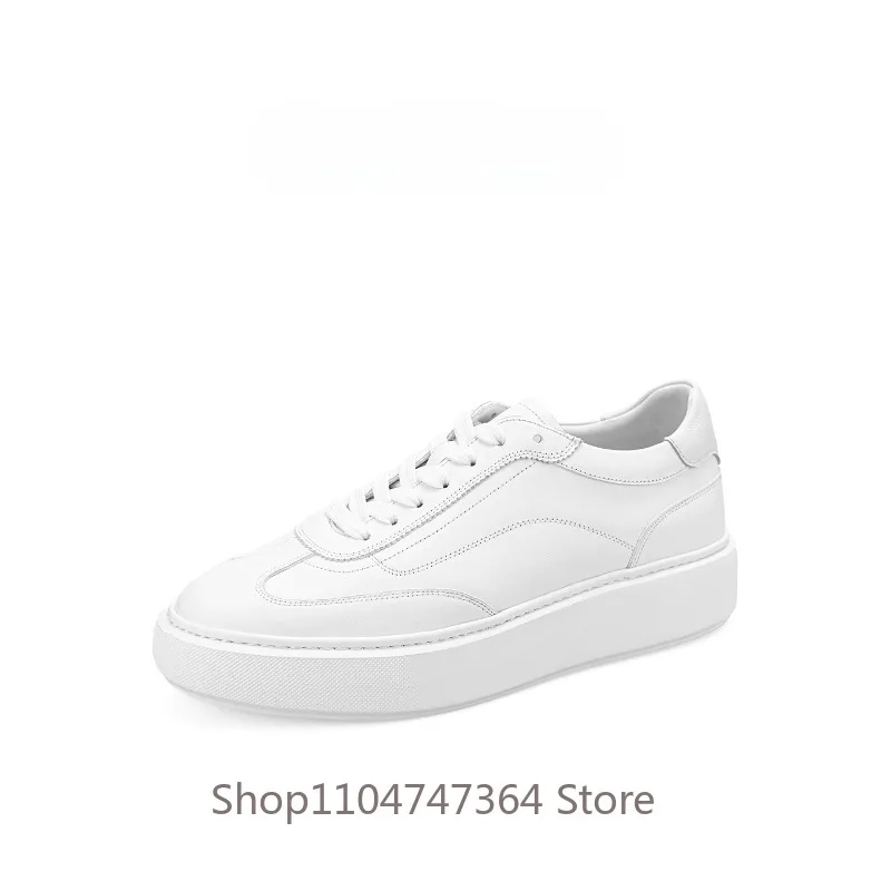 

Men's Casual Shoes Autumn New Genuine Leather Breathable Thick Sole Height Increasing Light Luxury Lightweight Board Shoes Male