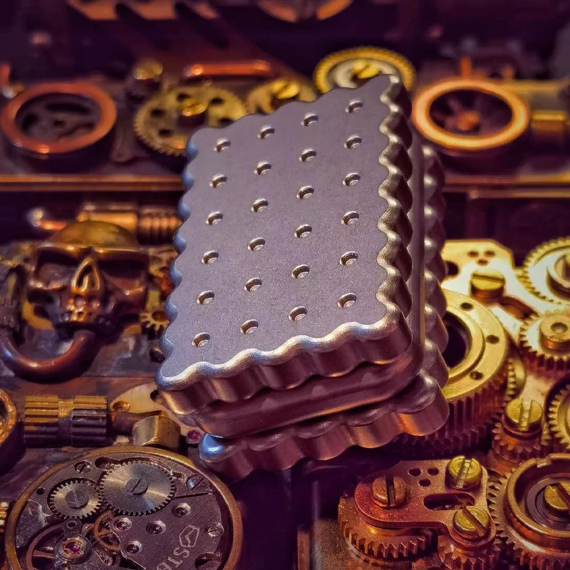 Lee Orange Cookie Push suwak kanapka biszkoptowe trzy warstwy w górę i w dół zabawki na palec Relief Jouet antystresowy Fidget Spinner