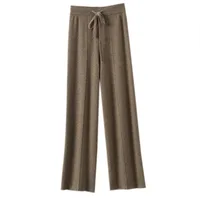 Women's High waisted warm knit wide leg straight leg pants for women, solid color loose wide leg pants