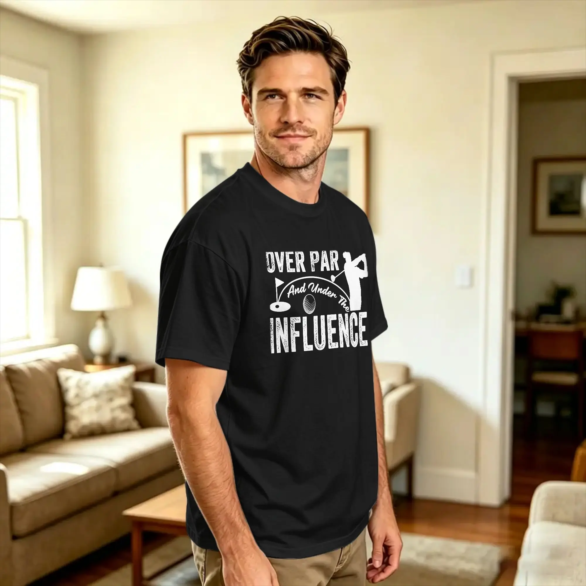 Over Par and Under The Influence T-Shirt Summer  Hippie T-Shirts Cotton O-Neck Plus Size Top Tees Short Sleeve Vintage Tops