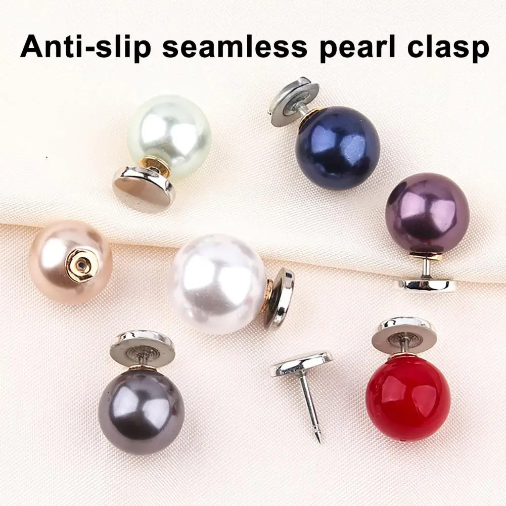 Anti-gap Pins for Shirts Anti-exposure Buttons for Women 5 Pcs Fake Pearl Buttons for Clothing Removable Decorative Brooch Pins