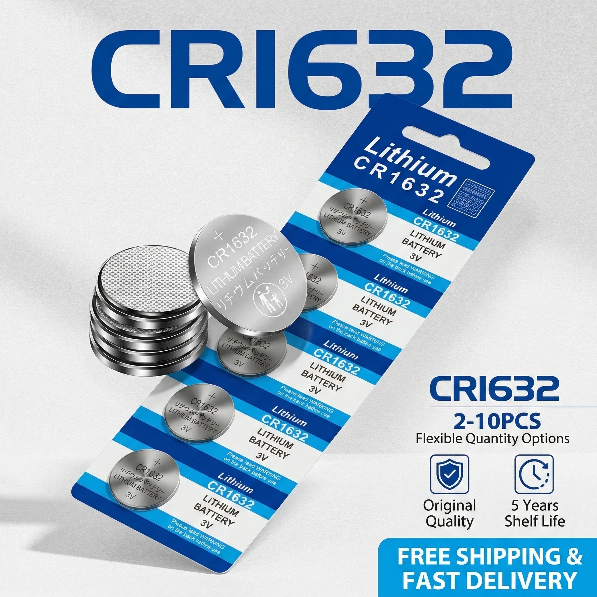 

3V CR1632 Lithium Button Cell Battery DL1632 BR1632 ECR1632 LM1632 KCR1632 for Watch Remote Control Key