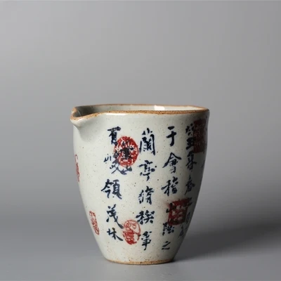 

Jingdezhen Hand-painted Antique Coarse Pottery Lin Xi Orchid Pavilion Preface Fair Cup Kung Fu Tea Set