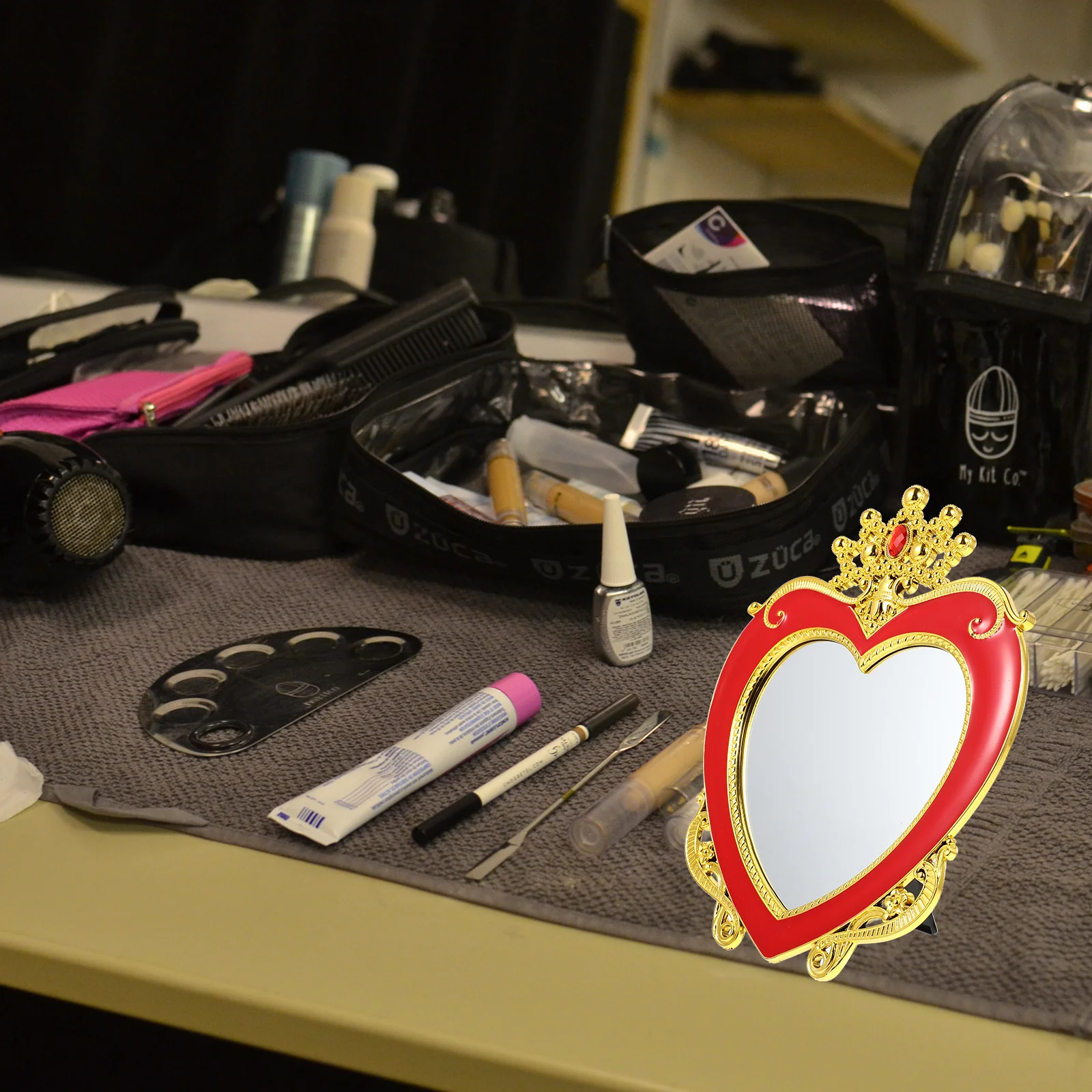 2 pçs coração coroa design estilo retro espelhos de maquiagem casamento desktop espelho decorativo quarto banheiro suporte mesa