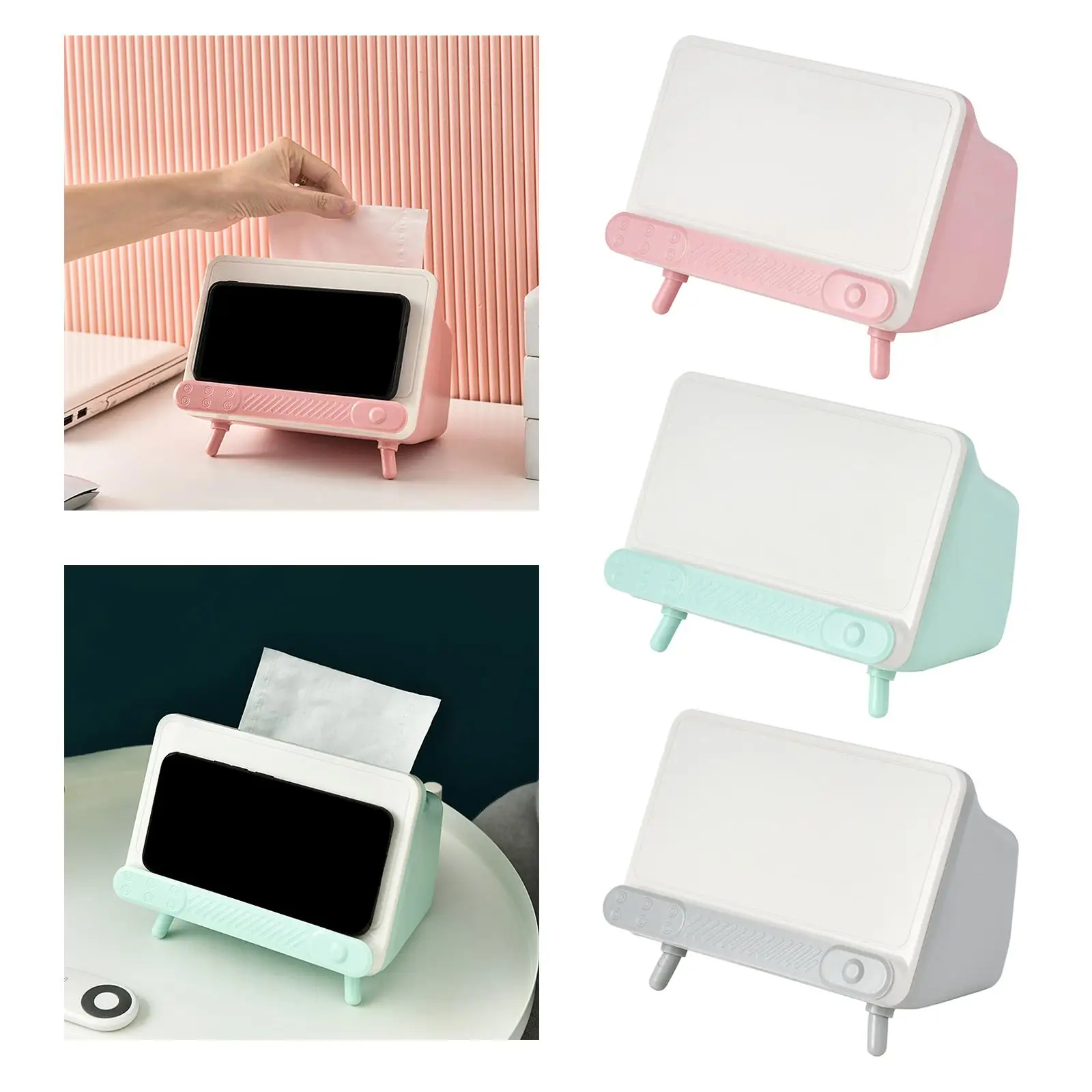 Phone Stand TV Shaped Dispenser Case Organizer Desktop Stand
