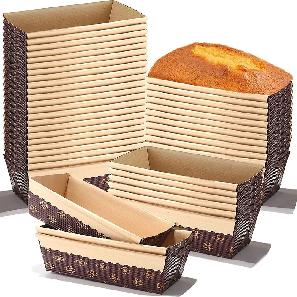 25PCS Brown Paper Baking Loaf Pan Rectangle Tray Brownie Toast Boxes Baking Tool For Wedding Party Accesseries