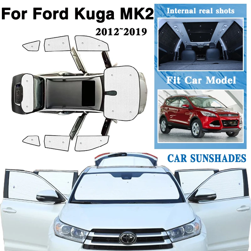 Car Window Shading Covers For Ford Kuga Escape C520 2012 2013 2014~2019 Black Slivr Sunscreen Anti-UV Sunshades Auto Accessories