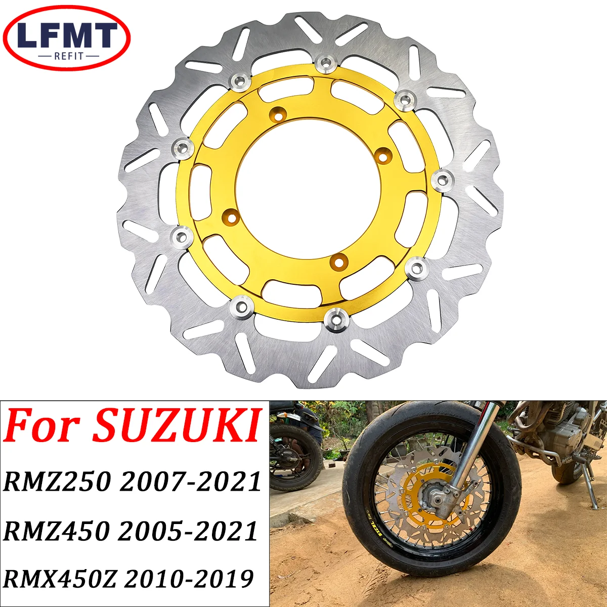 

320MM Front Floating Brake Disc Rotor For SUZUKI RMZ250 2007-2021 RMZ450 2005-2021 RMX450Z 2010-2019 Dirt Bike