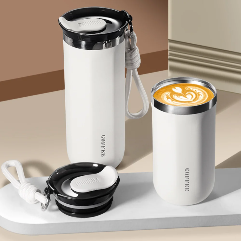 Portable Stainless Steel Insulated Cup with Lid 350ml 500ml Water Bottle Double Wall Leak-Proof with Lid Coffee Mug Cup Travel