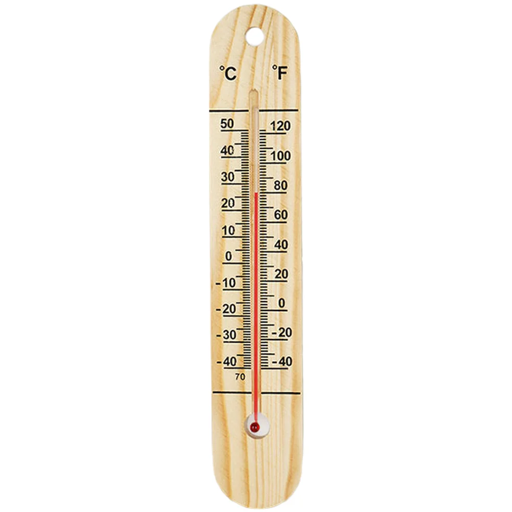 Wall Mount Wooden Thermometer Hygrometer Indoor Outdoor Dual Celsius Fahrenheit Temperature and Humidity Measurement Tool
