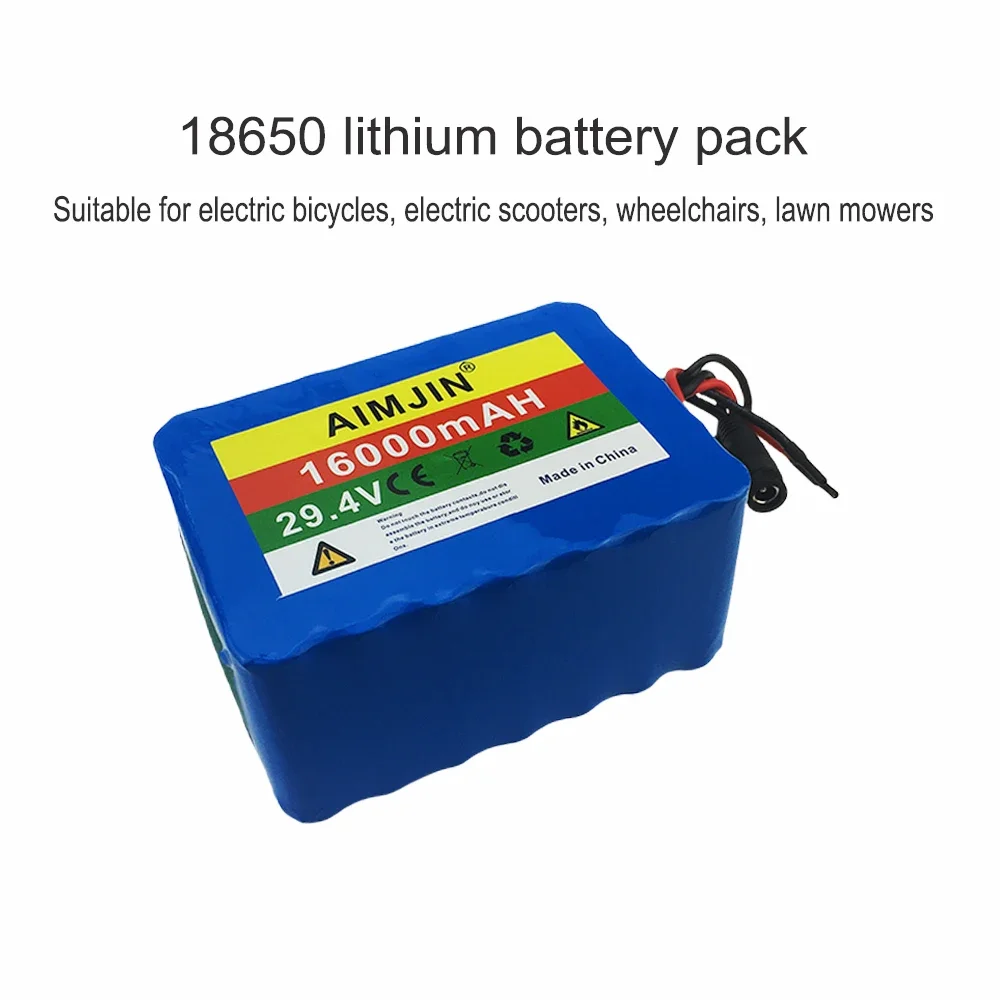 Paquete de batería de iones de litio 29,4 V 18650 7S5P 16000mAH, Placa de protección BMS inteligente integrada, con cargador