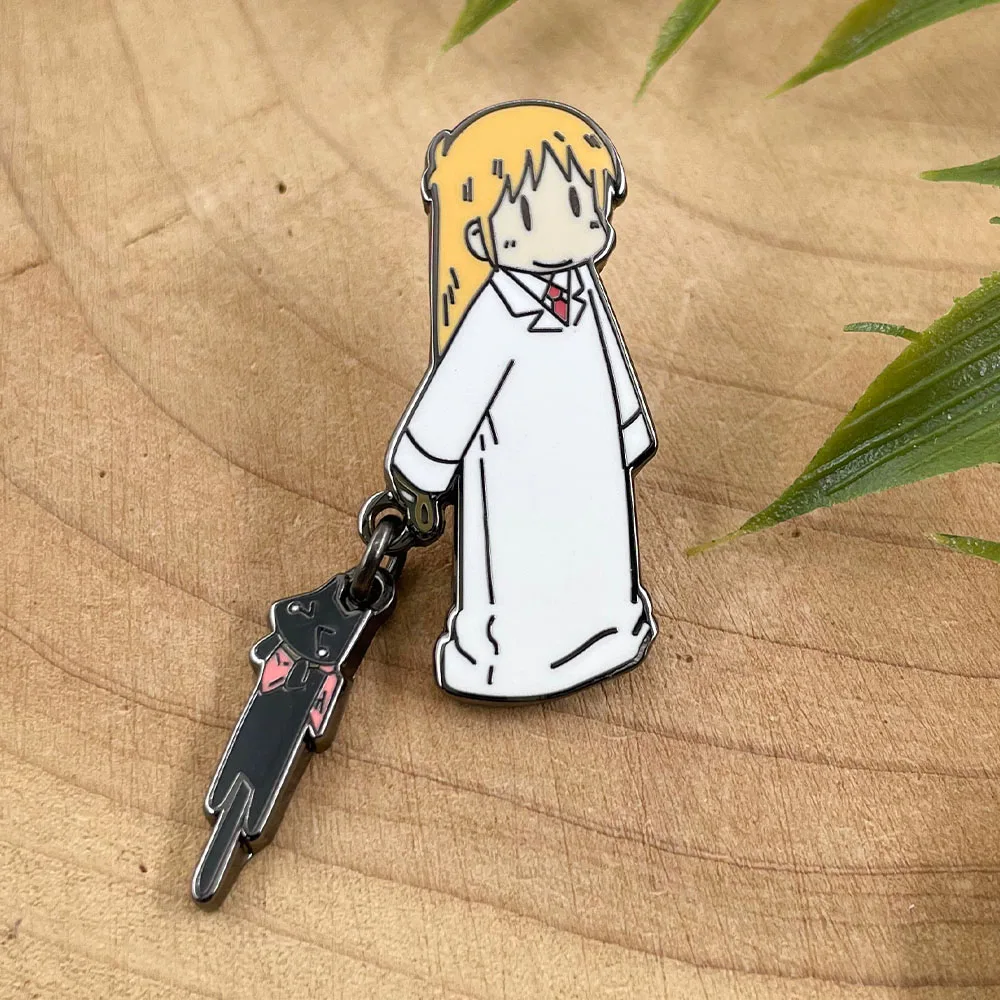 Nichijou Hakase Sakamoto Katzen-Emaille-Pin, Anime-Charakter-Anhänger-Brosche, niedliches Abzeichen, Manga-Fans, Sammlerstück, Schmuckgeschenk