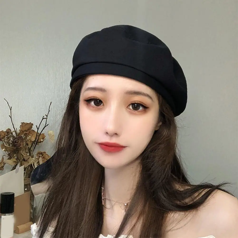 Women Casual Beret Cap Japanese Style Beret Hat Elastic Warm Octagonal Flat Hat Retro Artist Painter Hat Fashion Accessories