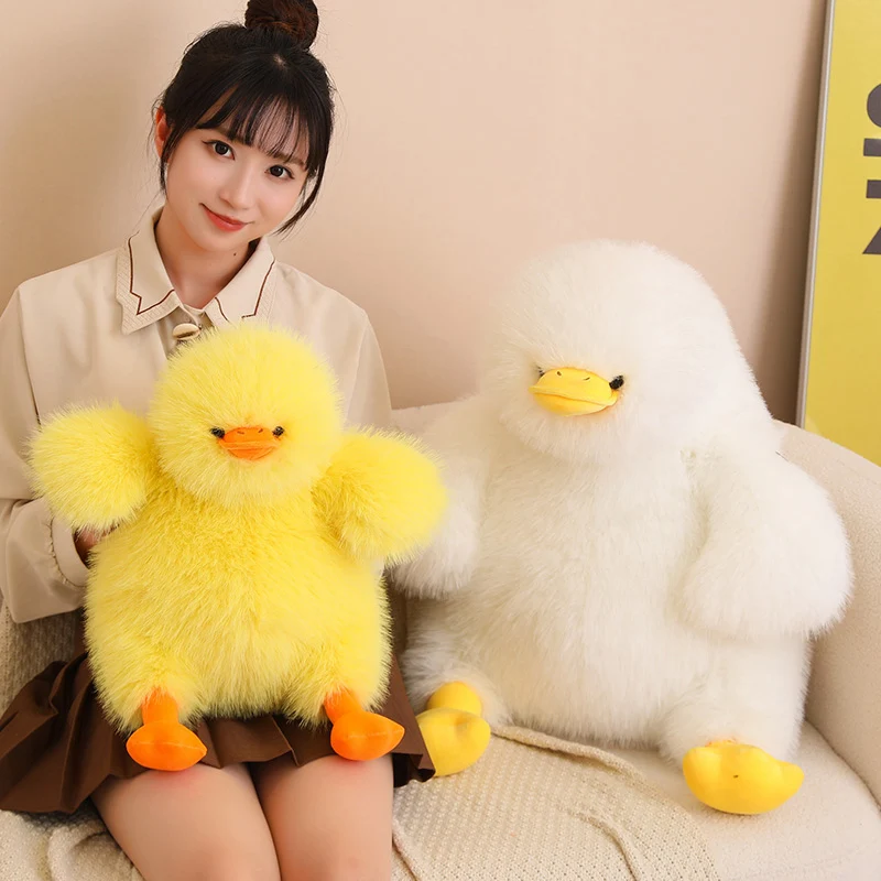 New Creative Fluffly Fat Duck Plush Toy Cute Stuffed Animal Soft Hairy Cartoon Pillow Sofa Cushion for Girls Kids Gift Home Deco