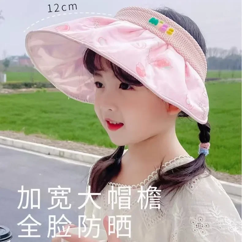 

Kids Hat Summer Breathable Girl UV Wide Brim Baby Airy Visor Cap