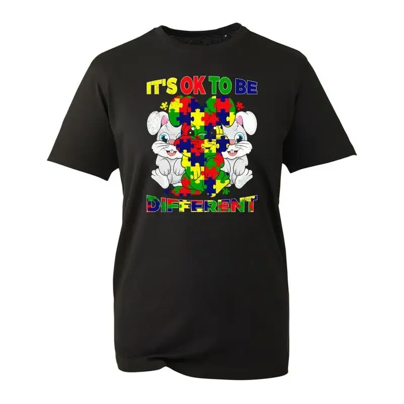 Its' Ok To Be Different T Shirt Autism Awareness Rabbit Puzzle Top