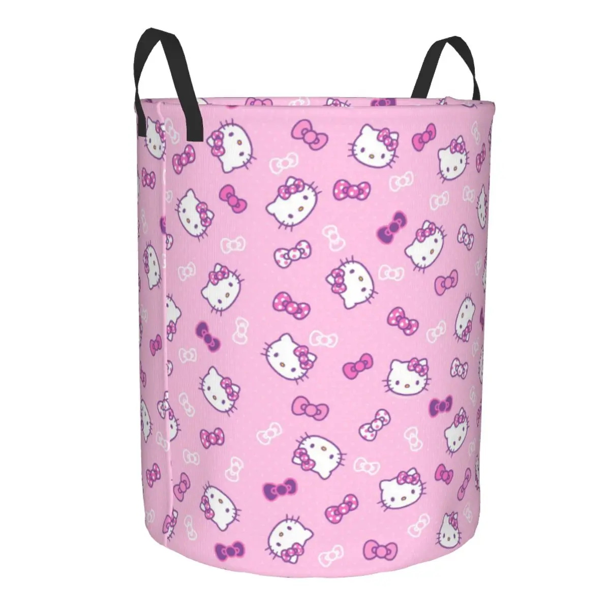 Customized Hello Kitty Pattern Laundry Hamper Large Clothes Storage Basket Sanrio Toys Bin Organizer for Boy Girl