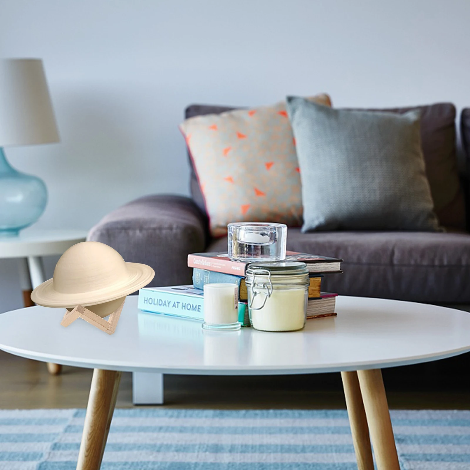 4 قطعة قاعدة مصابيح خشبية خشب متين حامل مصباح القمر لغرفة النوم مطعم ديكور مصباح القمر دعامة حامل تخزين الرف