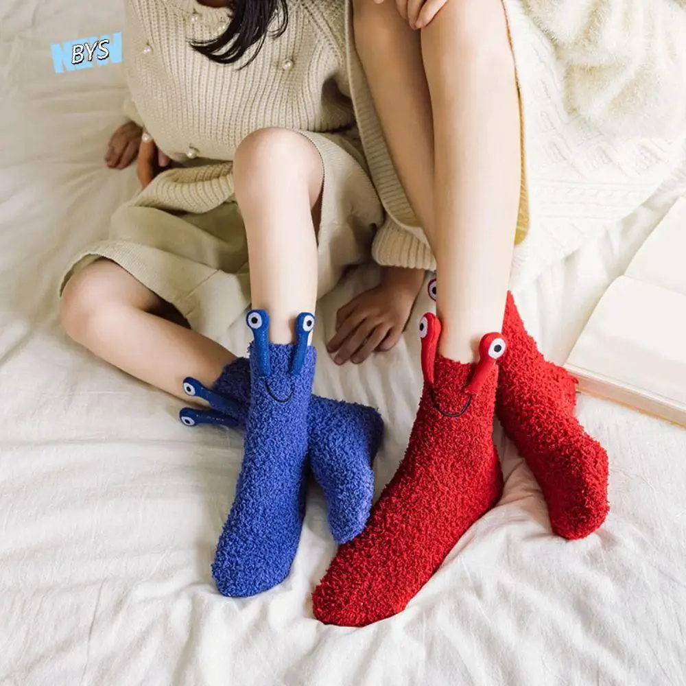 

Warm 3D Eyes Funny Tube Socks Cartoon Thicken Warm Winter Floor Socks Women Hosiery Mid-Calf Coral Fleece Socks Winter