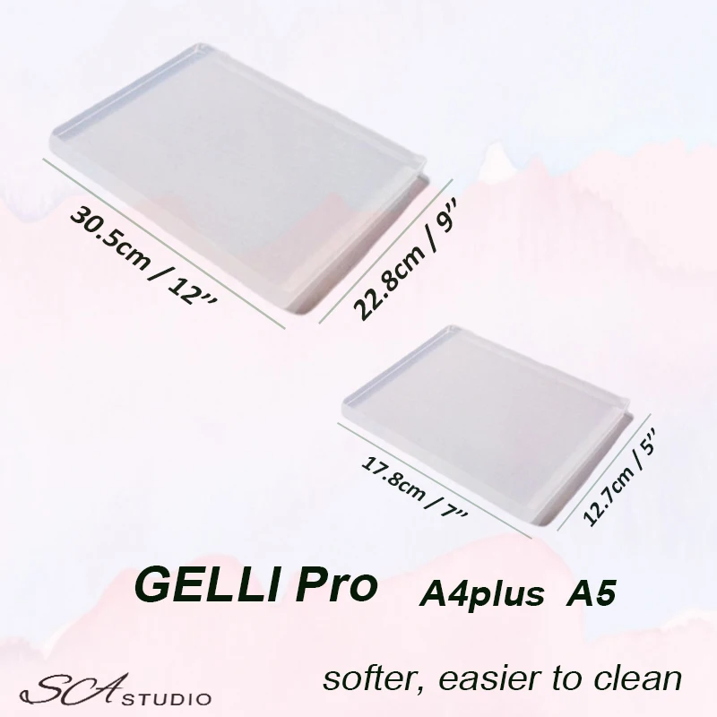 Pro Gelli Printing Plate A4 Plus for Printmaking Shore Hardness 0 Degrees Reusable Monoprinting Soft Plate for Art and Craft