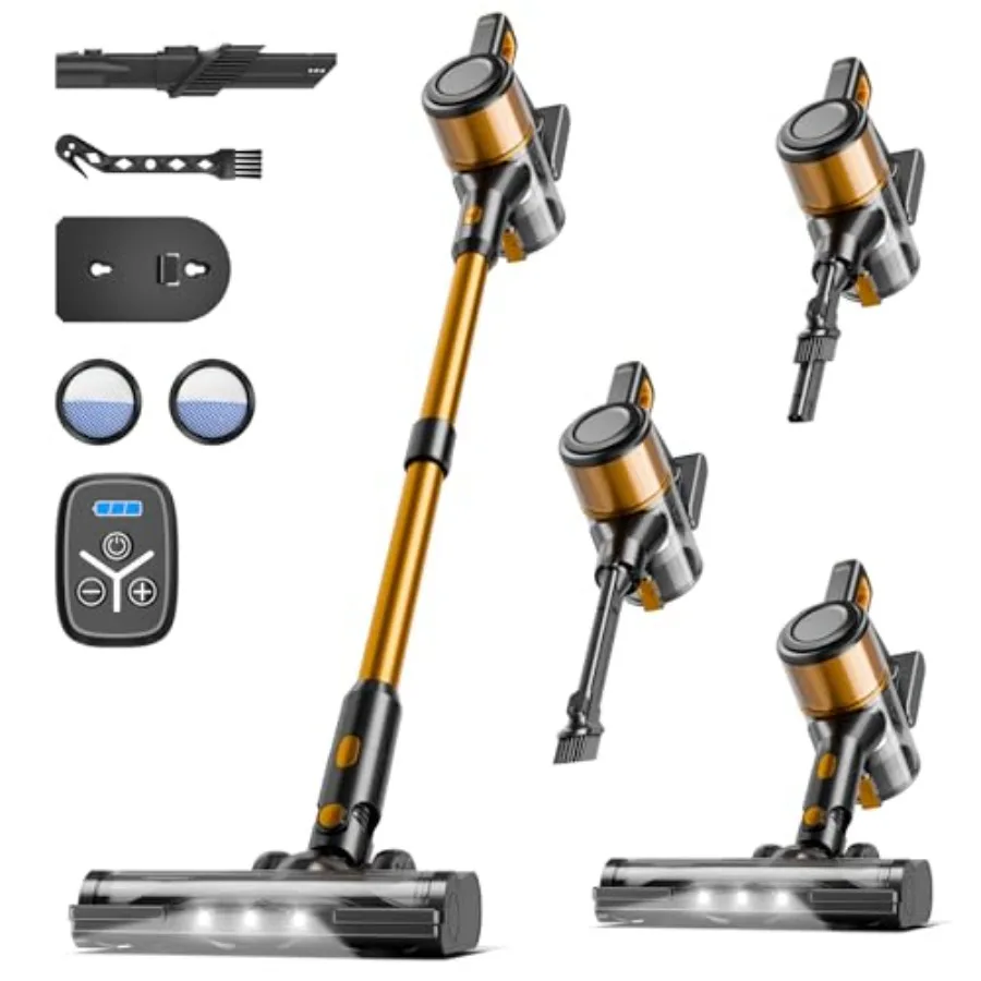 Cordless Vacuum Cleaner 38Kpa Vacuum Cleaners for Home 60Mins Lightweight Stick Vacuum with LED Display Anti-Tangle and Wall Mo