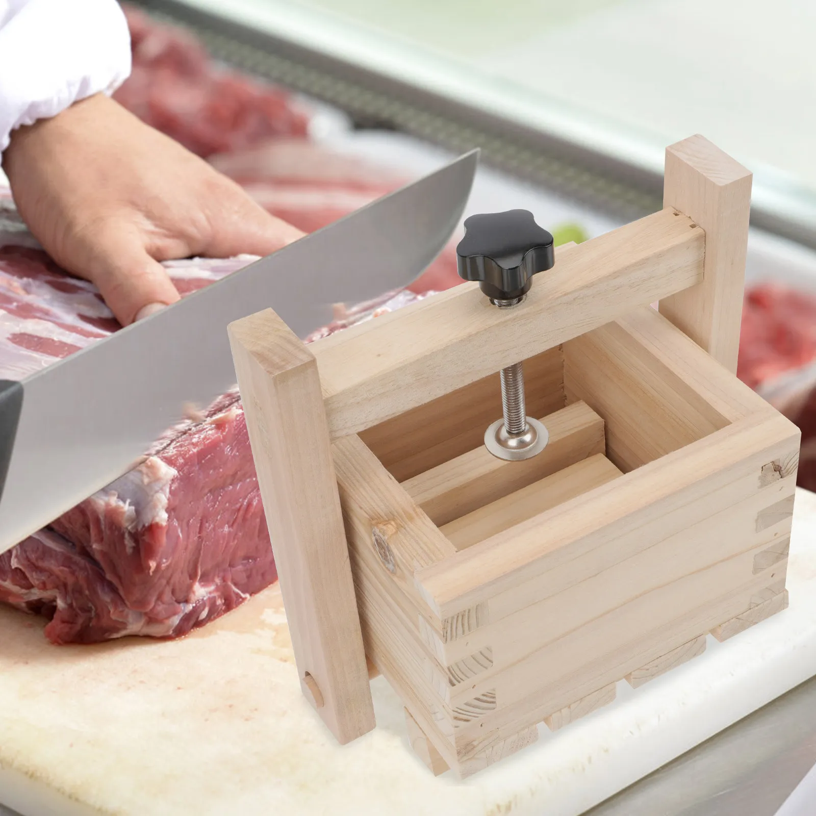 DIY Press Meat Maker Simple Wooden Mold for Homemade Meat Cake Making Tool Manual Press Kitchen Gadget Supply Tofu Cheese Maker