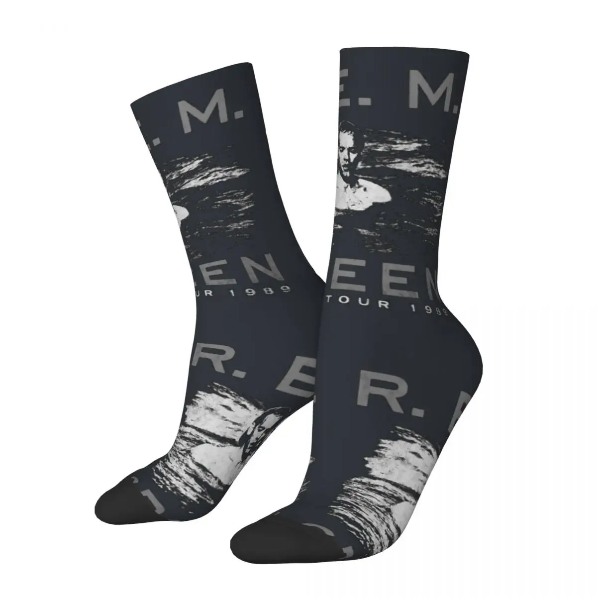 Funny Crazy REM Classic Sock for Men Hip Hop Harajuku R.E.M Happy Quality Pattern Crew Sock Novelty official-website tops fugees