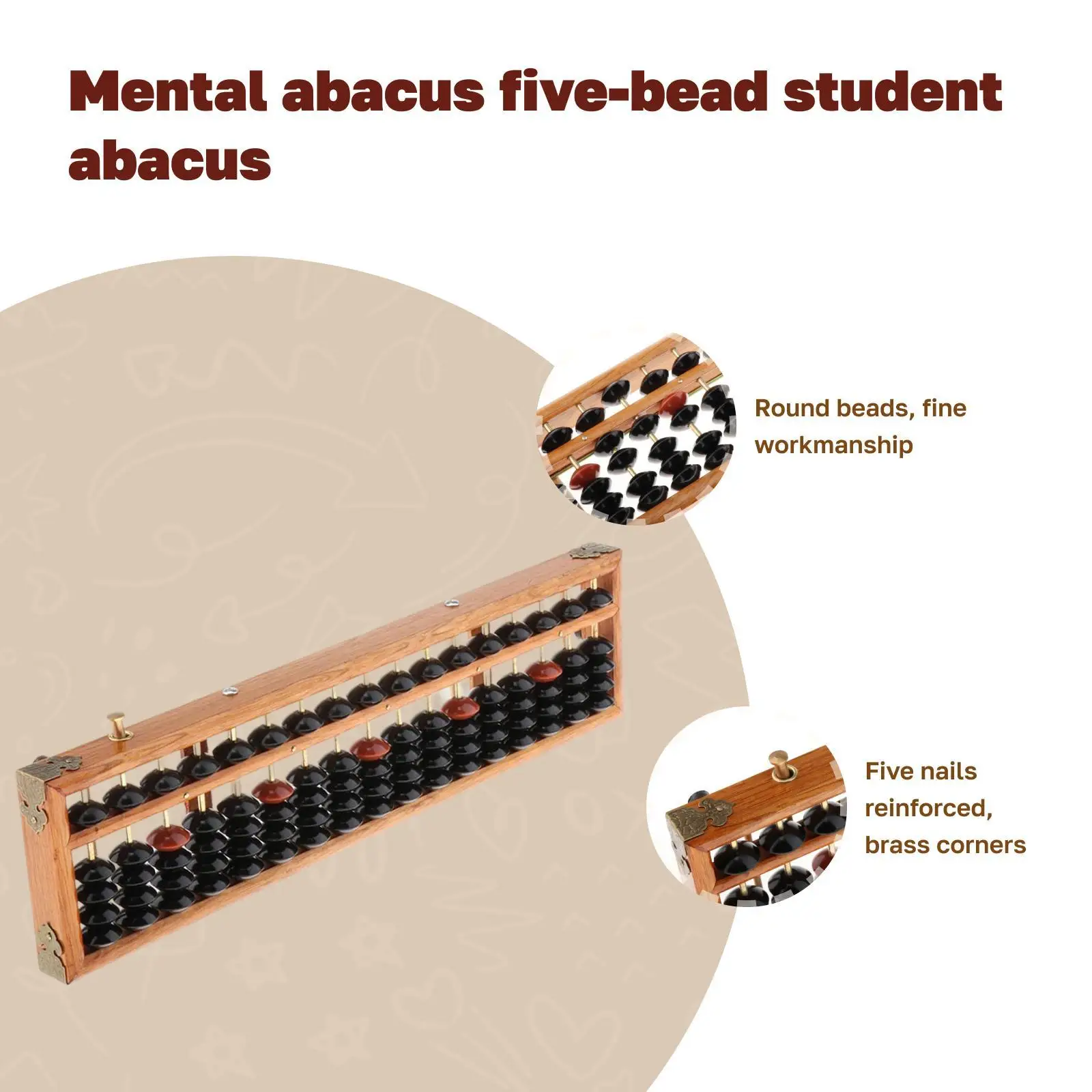 Wooden Educational Toys 17 Column Math Abacus Counting Beads Math Educational Material for Children 7 to 10