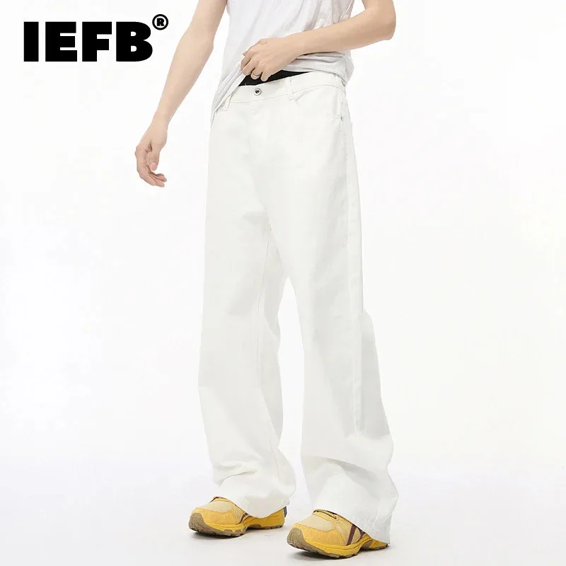 

IEFB MTLCLOTHES Men's Autumn New Product Korean Edition Simple Elastic Waist Straight Tube Casual Cowboy Pants Trendy